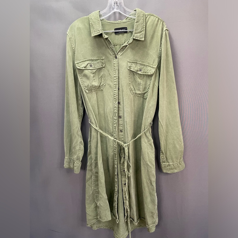PARASUCO jeans button down waist tie cardigan dress in olive green